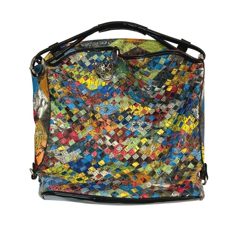 Y2K Patent Leather Multi Color Art to Wear Artisan Avant Garde Gothic Chic‎ Bag